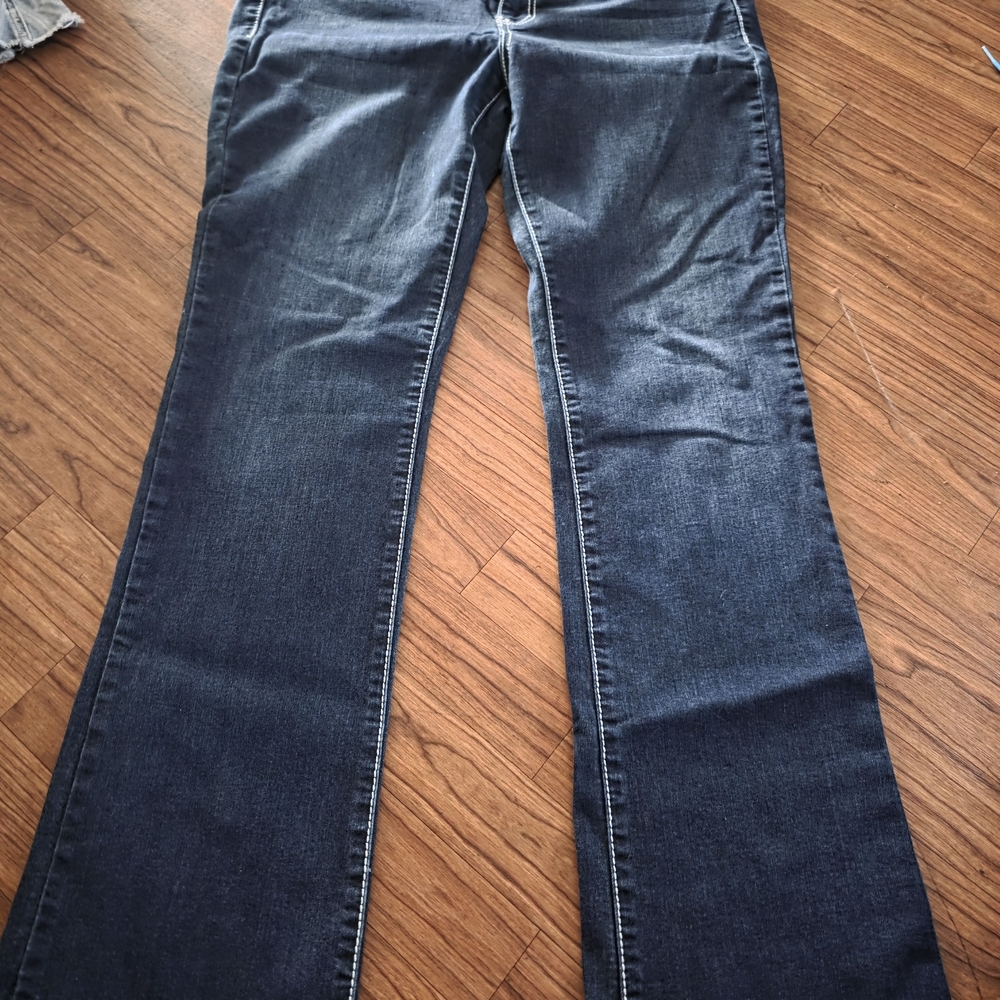 Apt. 9 Dark Blue Bootcut Jeans with Embroidered Back Pockets - Picture 2 of 4